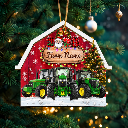 Personalized Tractor Merry Christmas 2026 Arcylic Ornament