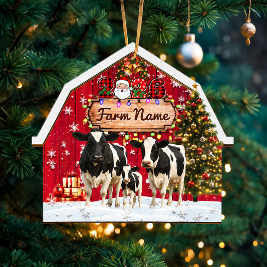 Personalized Holstein Farm Cattle Merry Christmas 2026 Arcylic Ornament
