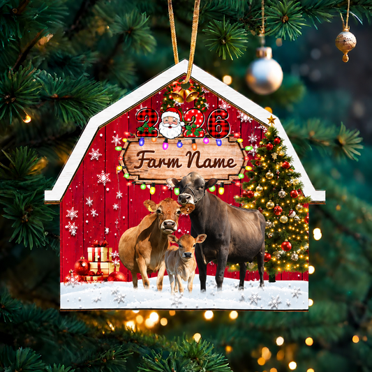 Personalized Jersey Farm Cattle Merry Christmas 2026 Arcylic Ornament