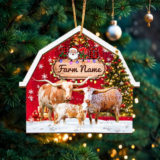 Personalized Texas Longhorn Farm Cattle Merry Christmas 2026 Arcylic Ornament