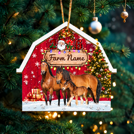 Personalized Horse Farm Cattle Merry Christmas 2026 Arcylic Ornament